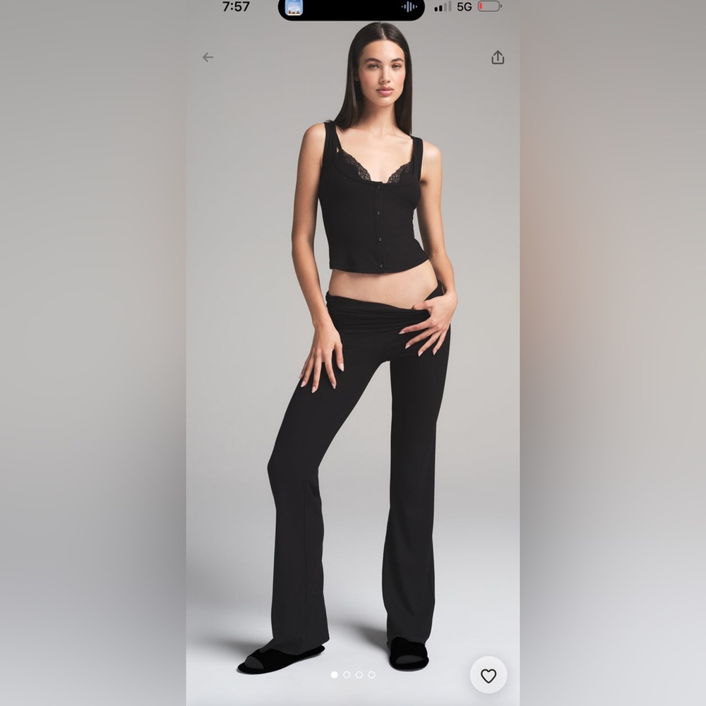 SKIMS NWT Soft Lounge Foldover Pants - Onyx
